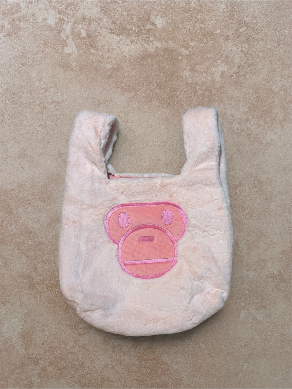 Pink fur bape tote bag